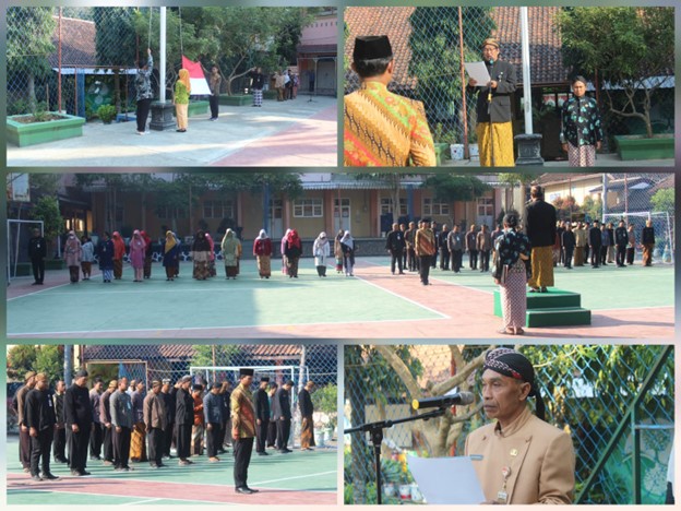 PERINGATI HARI JADI YANG KE 78 PROVINSI JAWA TENGAH PENDIDIK DAN TENAGA KEPENDIDIKAN SMKN JENAWI MELAKSANAKAN  UPACARA DI HALAMAN SMKN JENAWI