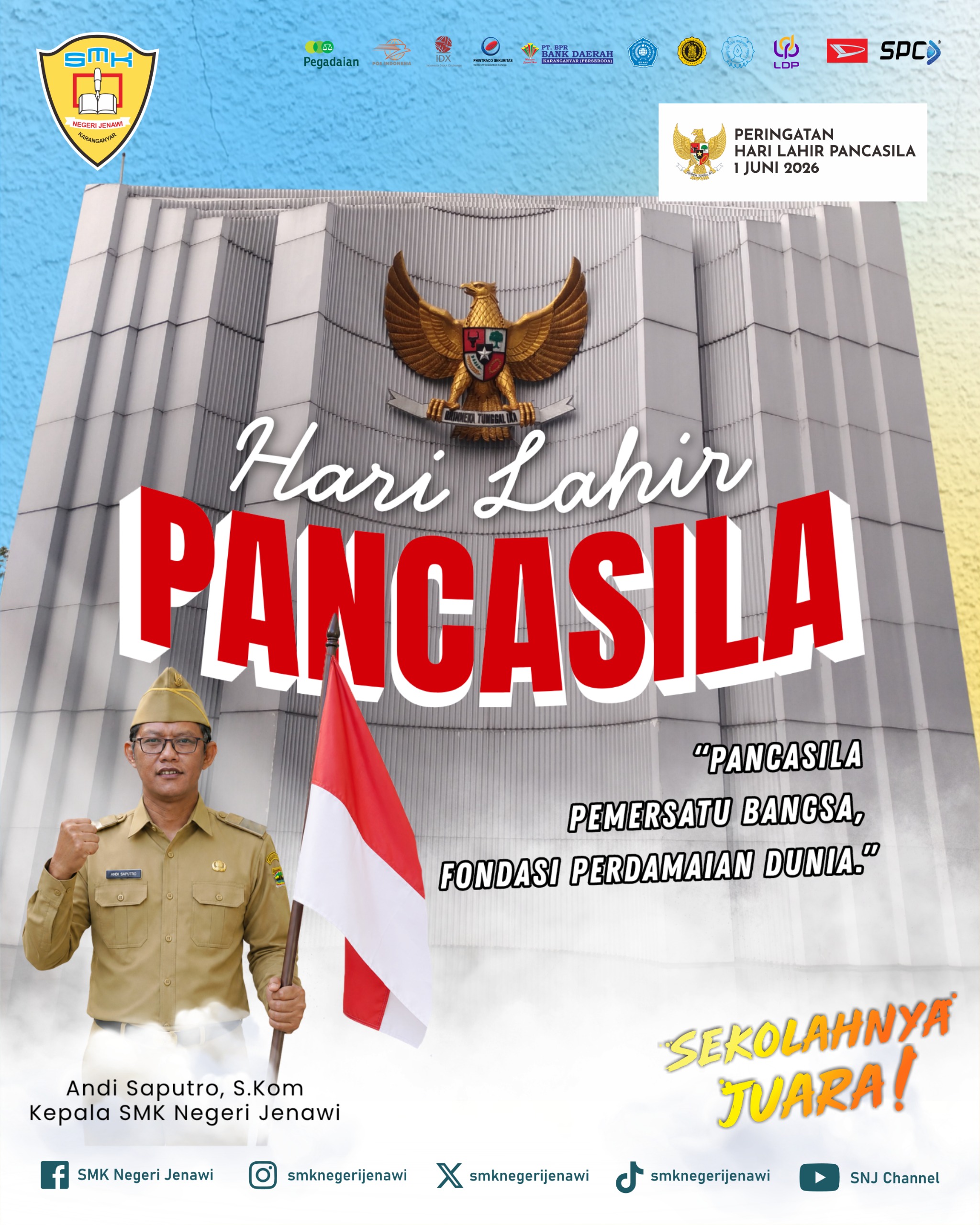 Upacara Hari Lahir Pancasila 2026 di SMK Negeri Jenawi: Meneguhkan Semangat Persatuan untuk Indonesia